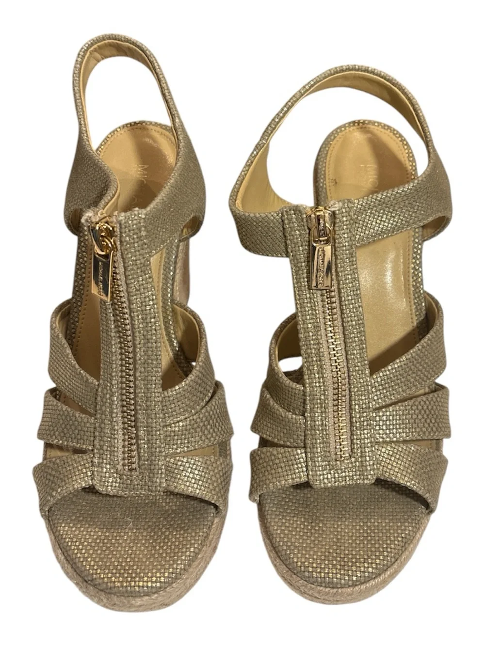 MICHAEL Michael Kors Gold Berkeley Metallic Zip Wedge Sandals